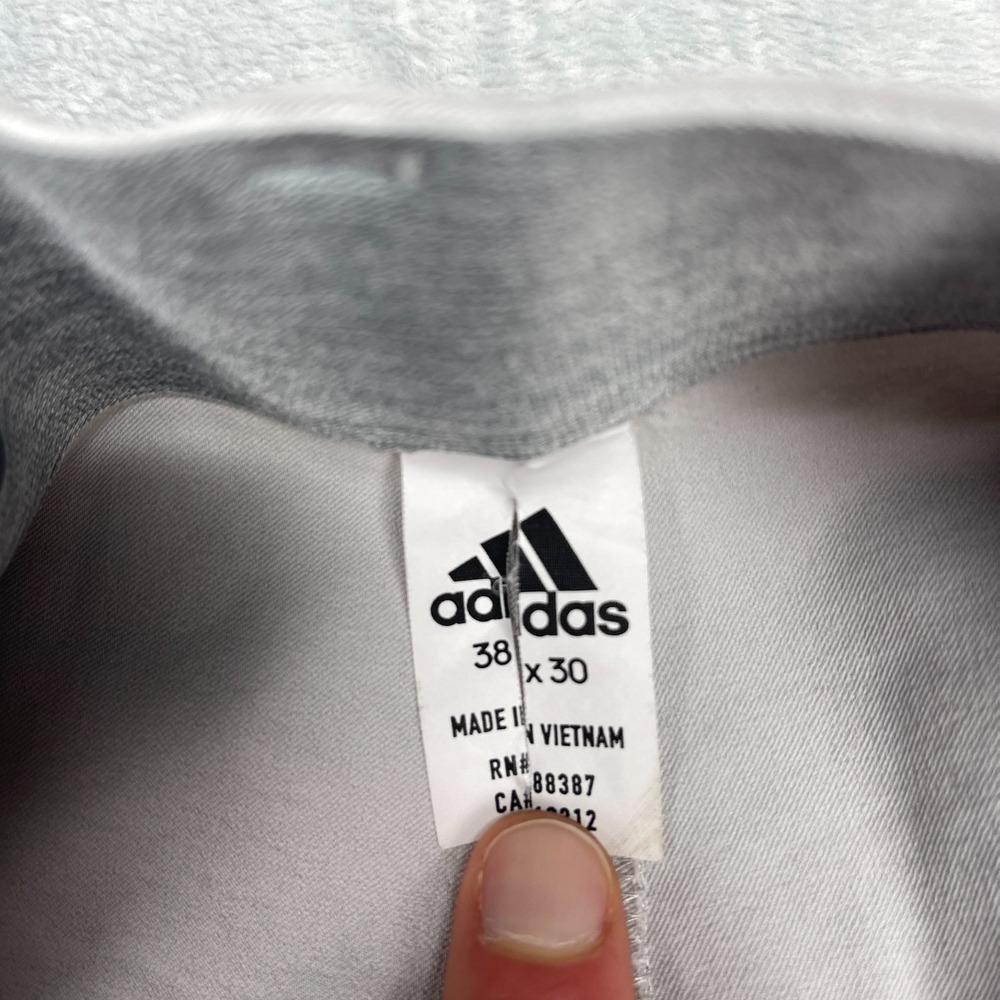 Adidas Chino Pants Mens 38x30 Gray Flat Front Slash Pocket Mid Rise Straight Leg - Picture 7 of 9